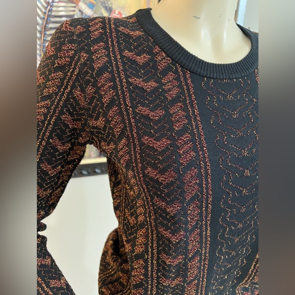 Rag & Bone Pullover Sweater Black Gold Pattern Long Sleeve Size Small - Picture 3 of 7